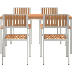 vidaXL Buiten eettafelset 5 st 150 x 90 x 75 cm