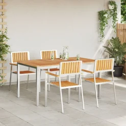 vidaXL Buiten eettafelset 5 st 150 x 90 x 75 cm