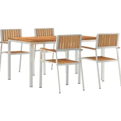 vidaXL Buiten eettafelset 5 st 150 x 90 x 75 cm