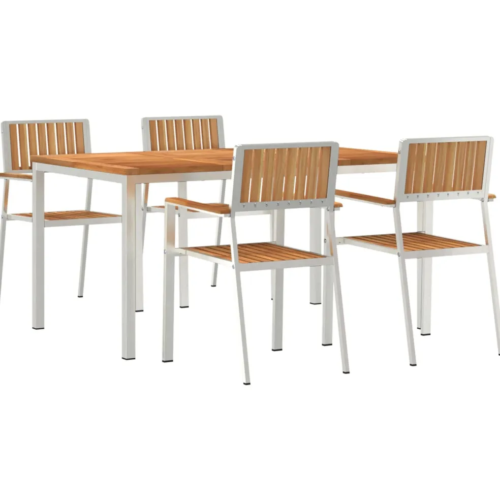 vidaXL Buiten eettafelset 5 st 150 x 90 x 75 cm