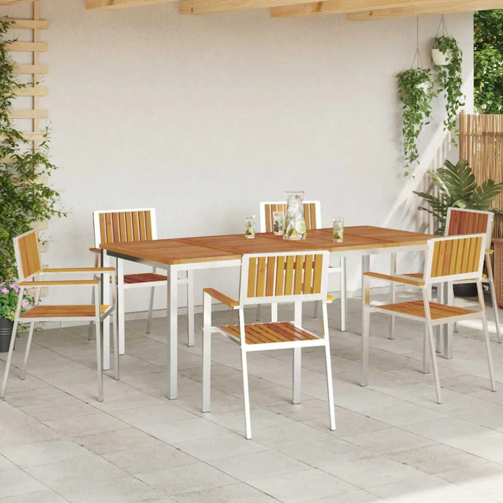vidaXL Buiten eettafelset 7 st 200 x 90 x 75 cm