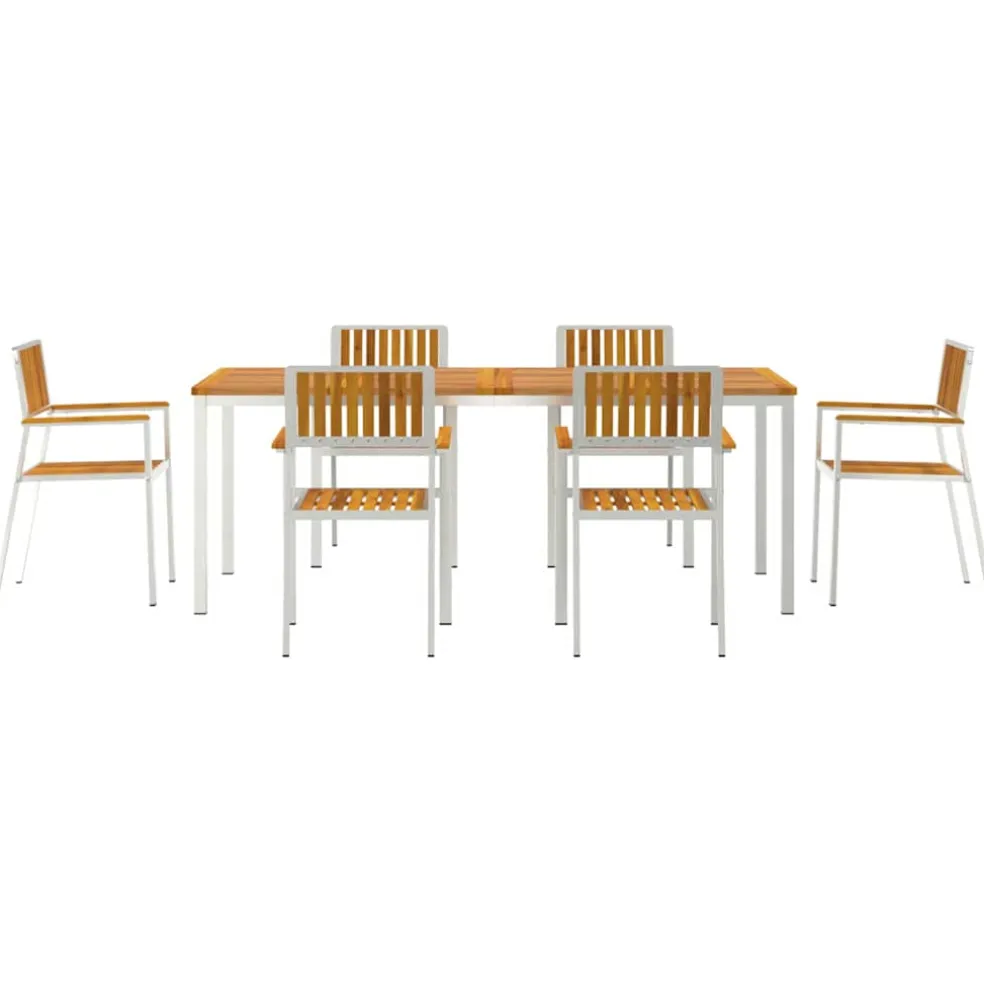vidaXL Buiten eettafelset 7 st 200 x 90 x 75 cm