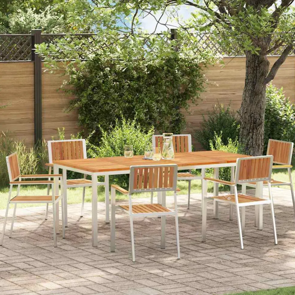 vidaXL Buiten eettafelset 7 st 200 x 90 x 75 cm