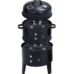 vidaXL Buiten Grill Ø 40 x 80 cm Staal Zwart