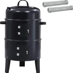 vidaXL Buiten Grill Ø 40 x 80 cm Staal Zwart