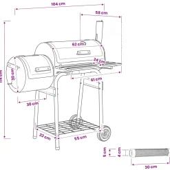 vidaXL Buiten Grill 104 x 58 x 114 cm Staal Zwart
