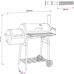 vidaXL Buiten Grill 103 x 60 x 113 cm Staal Zwart