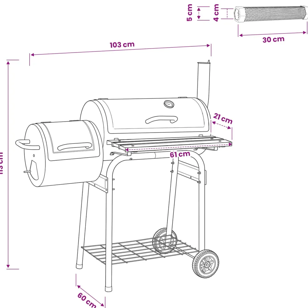 vidaXL Buiten Grill 103 x 60 x 113 cm Staal Zwart