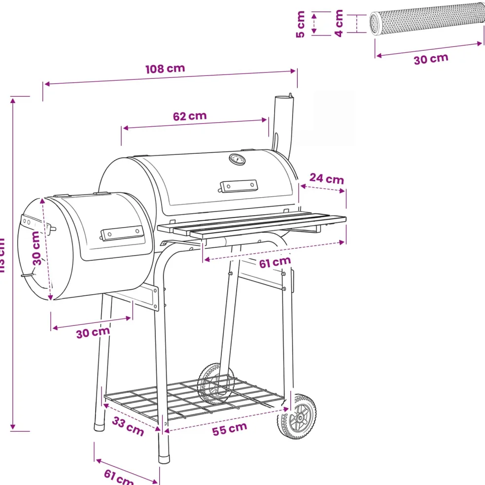 vidaXL Buiten Grill 103 x 60 x 113 cm Staal Zwart