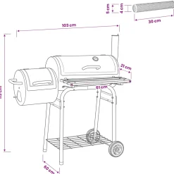 vidaXL Buiten Grill 103 x 60 x 113 cm Staal Zwart