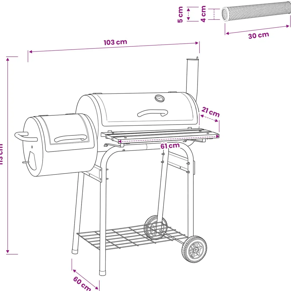 vidaXL Buiten Grill 103 x 60 x 113 cm Staal Zwart
