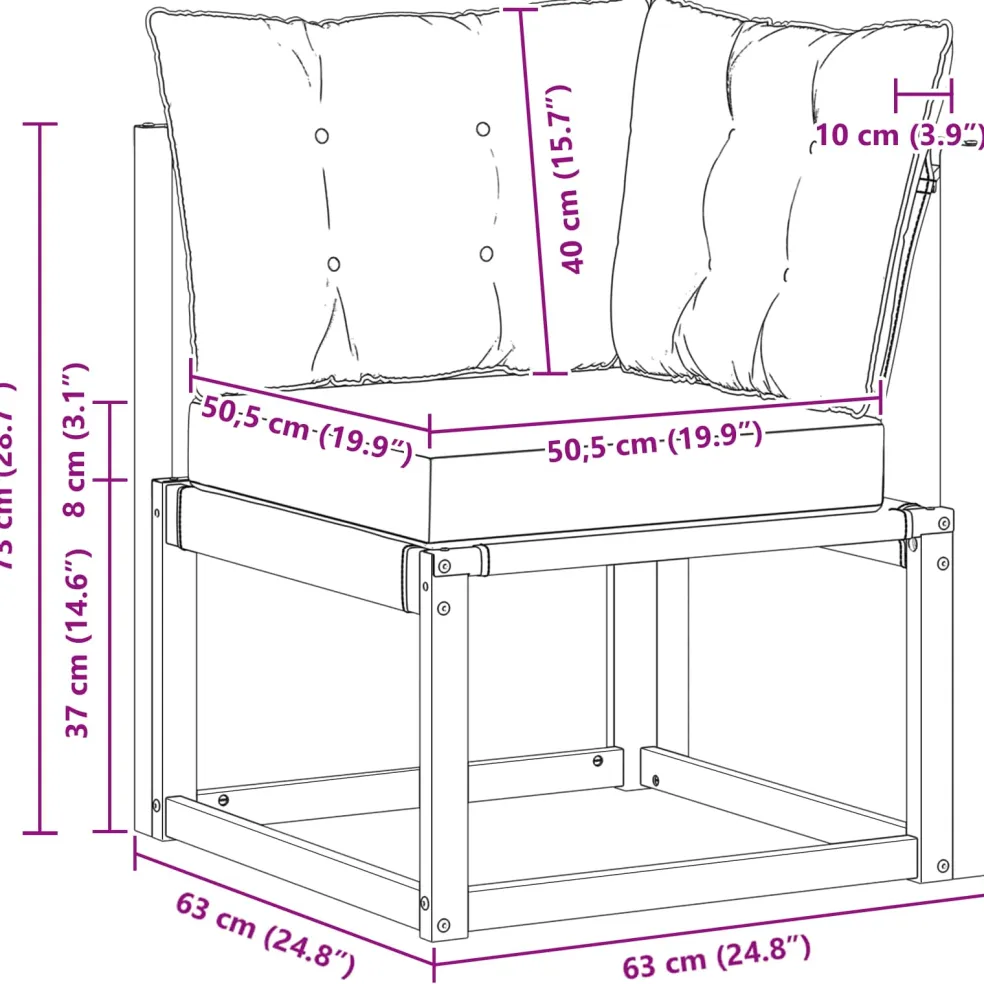 vidaXL Buiten Hoek Sofa Massief acaciahout en Textilene Stof Naturel
