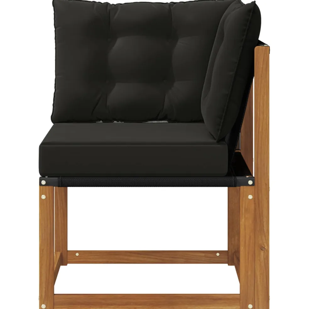 vidaXL Buiten Hoek Sofa Massief acaciahout en Textilene Stof Naturel