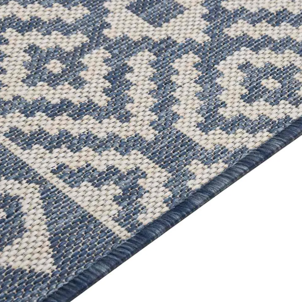 vidaXL Buitenkleed met patroon platgeweven 80x150 cm blauw