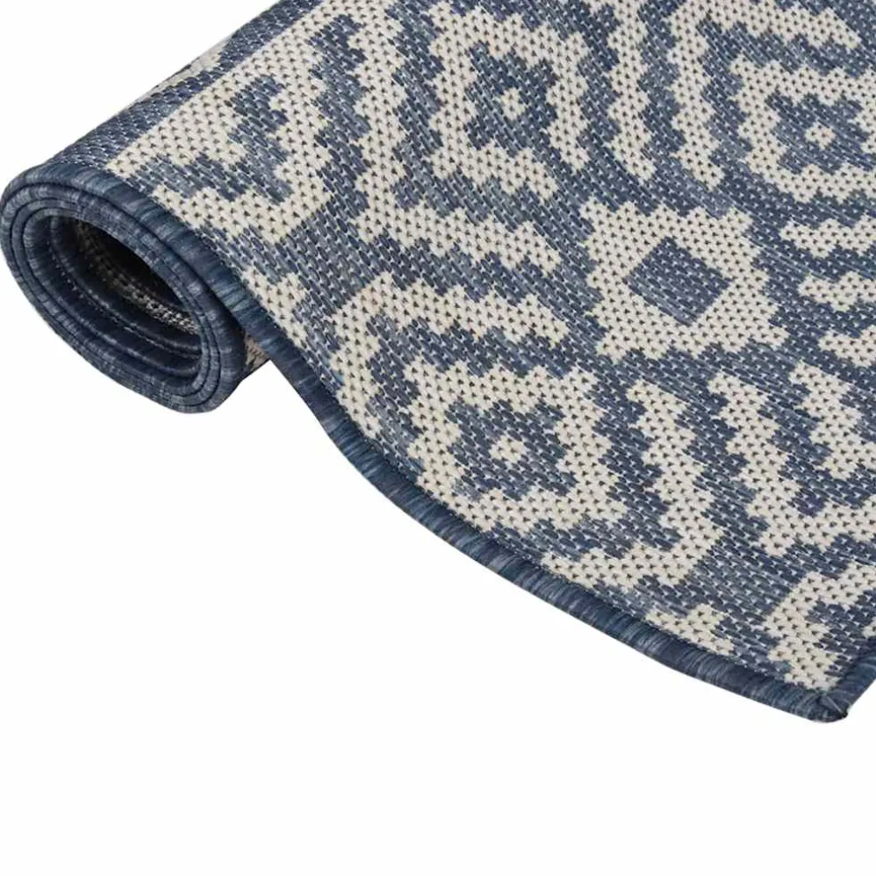 vidaXL Buitenkleed met patroon platgeweven 80x150 cm blauw