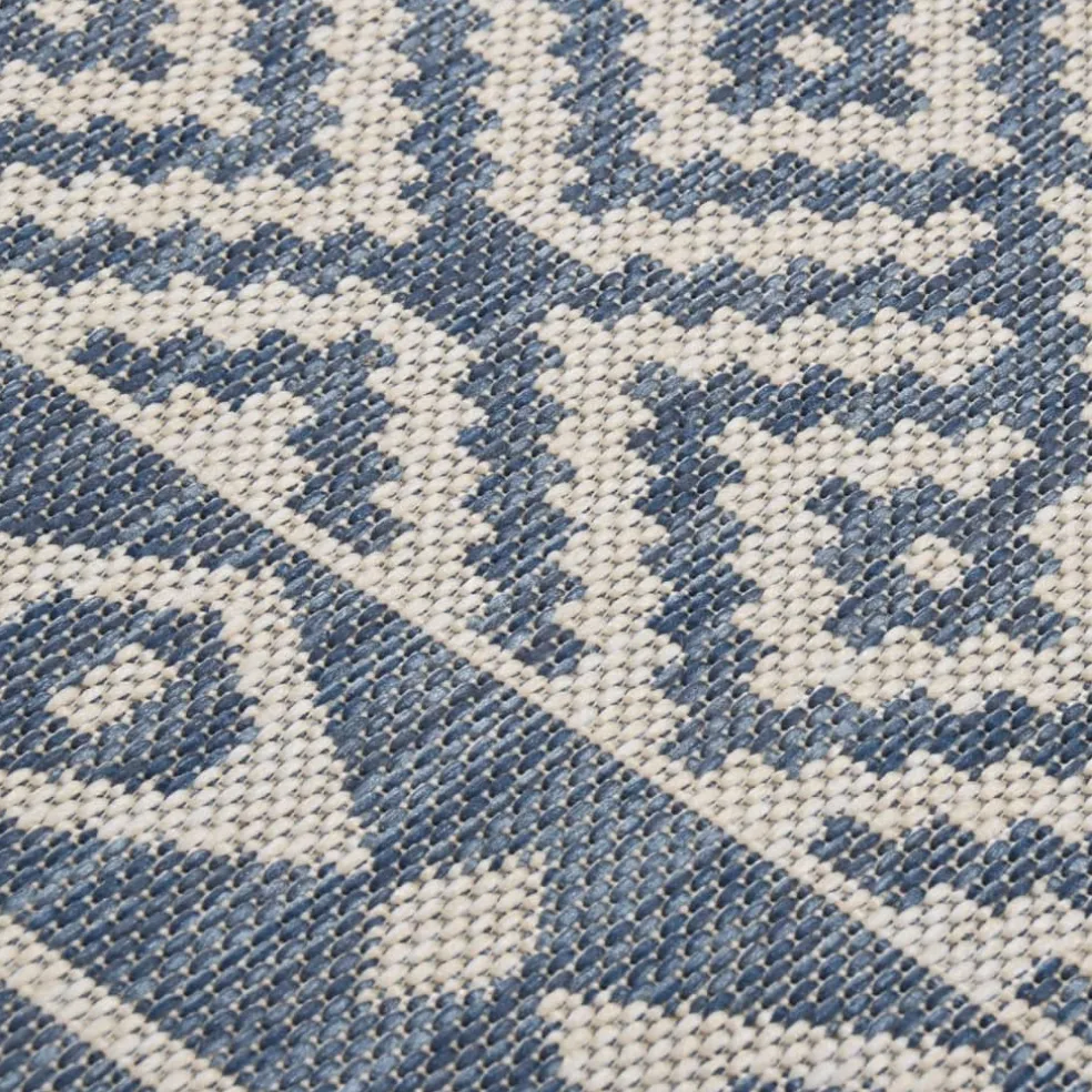 vidaXL Buitenkleed met patroon platgeweven 80x150 cm blauw