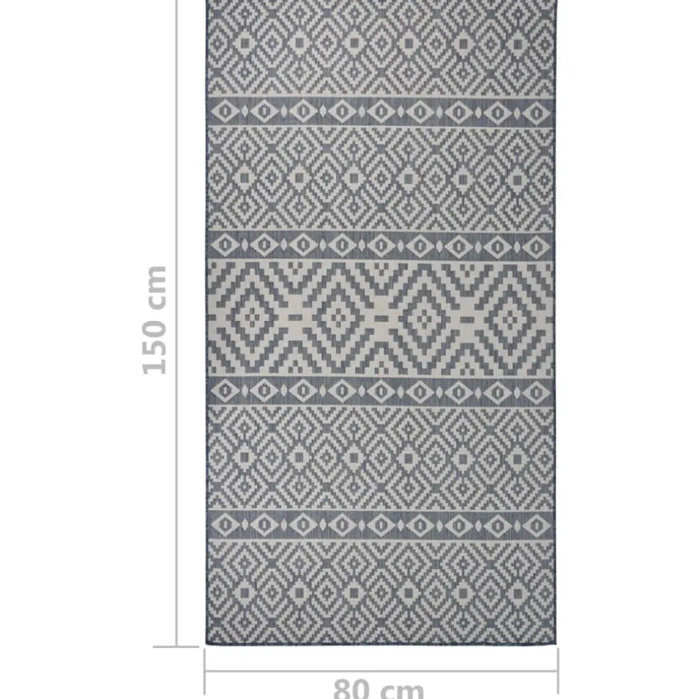 vidaXL Buitenkleed met patroon platgeweven 80x150 cm blauw