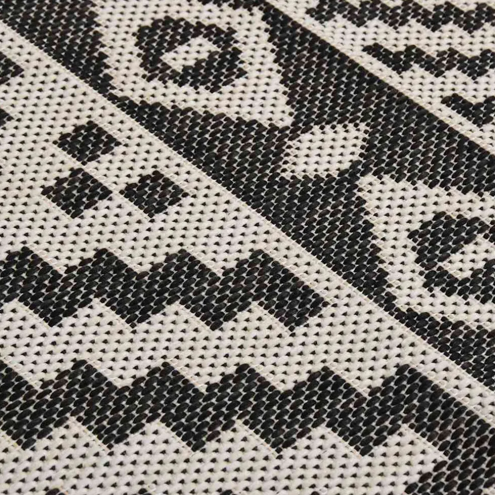 vidaXL Buitenkleed met patroon platgeweven 80x150 cm zwart