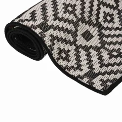 vidaXL Buitenkleed met patroon platgeweven 80x150 cm zwart