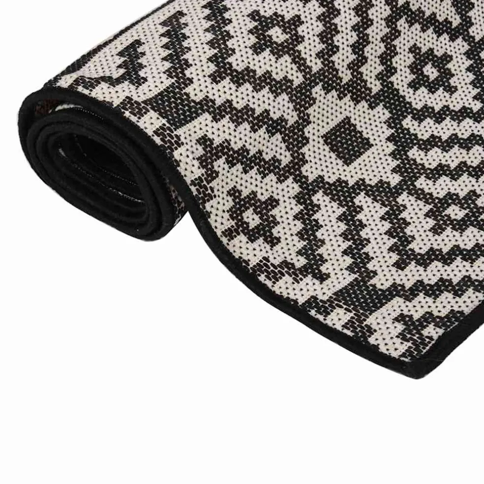 vidaXL Buitenkleed met patroon platgeweven 80x150 cm zwart