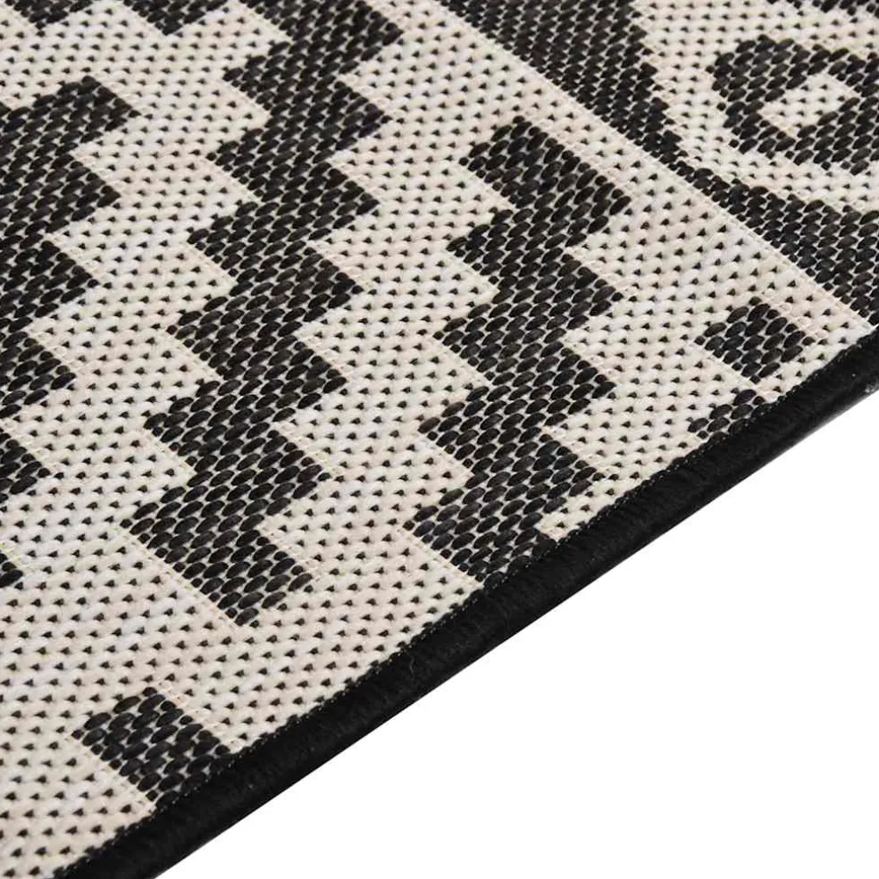 vidaXL Buitenkleed met patroon platgeweven 80x150 cm zwart