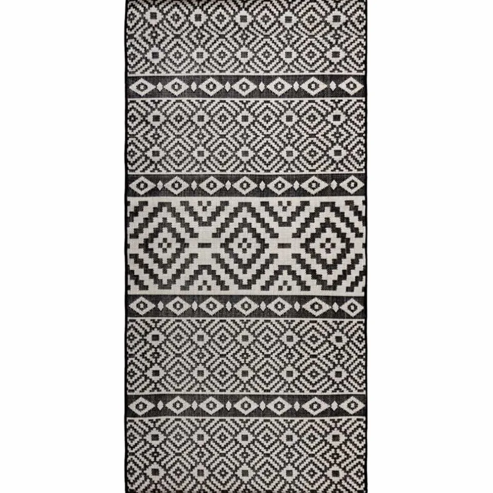 vidaXL Buitenkleed met patroon platgeweven 80x150 cm zwart