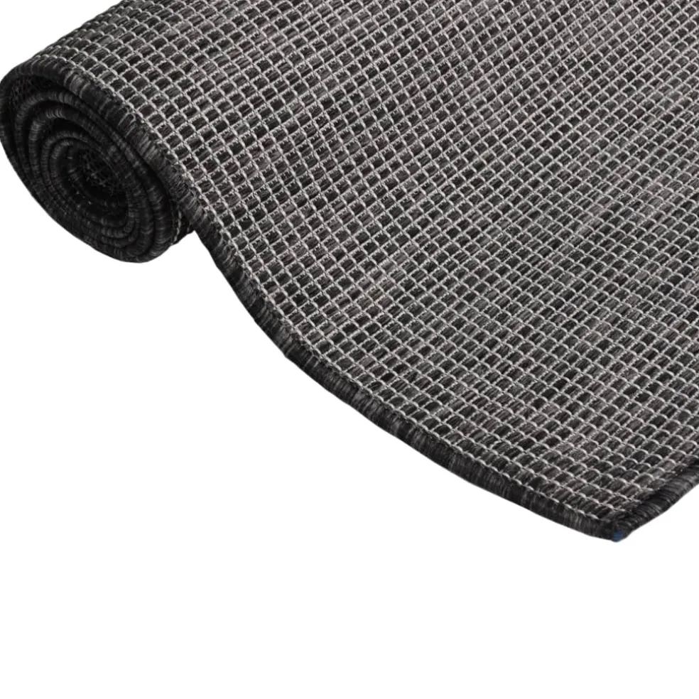 vidaXL Buitenkleed platgeweven 80x150 cm grijs
