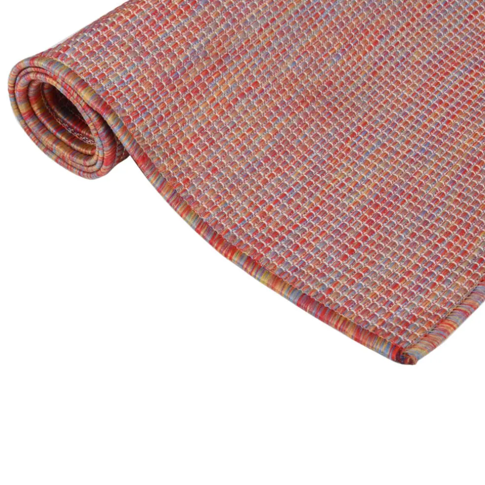 vidaXL Buitenkleed platgeweven 80x150 cm rood