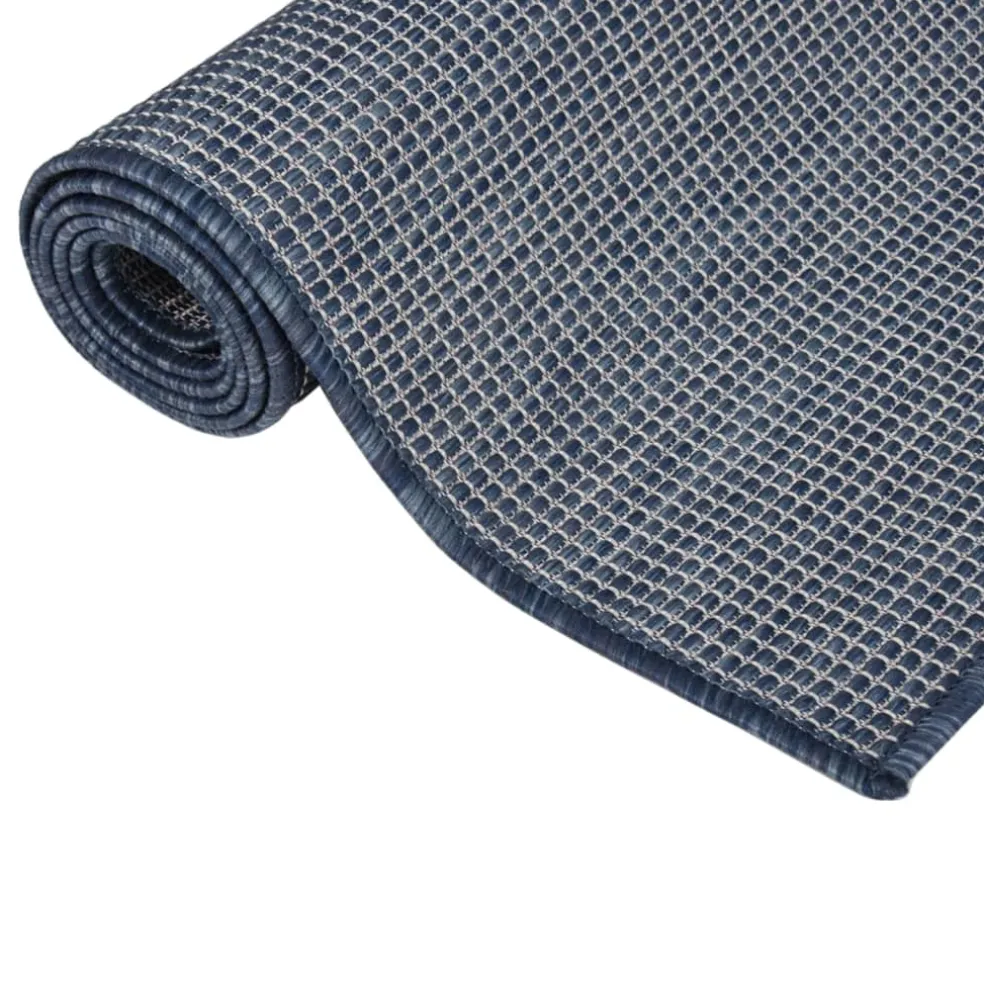 vidaXL Buitenkleed platgeweven 80x150 cm blauw