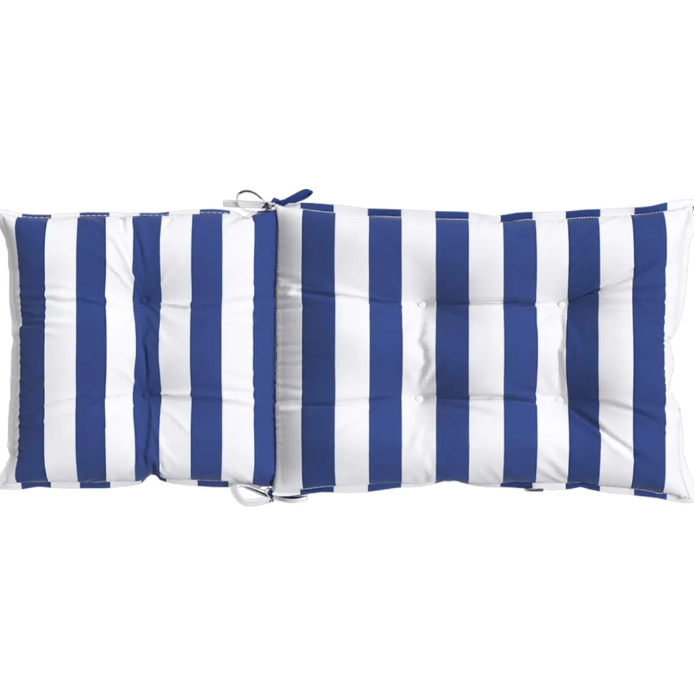 vidaXL Buiten Kussen 2 st Stof Blauw en Wit 120 x 50 x 7 cm