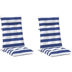 vidaXL Buiten Kussen 2 st Stof Blauw en Wit 120 x 50 x 7 cm
