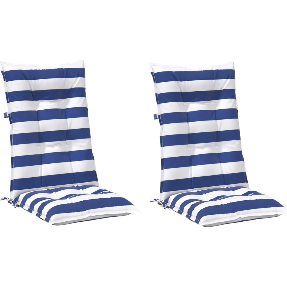 vidaXL Buiten Kussen 2 st Stof Blauw en Wit 120 x 50 x 7 cm