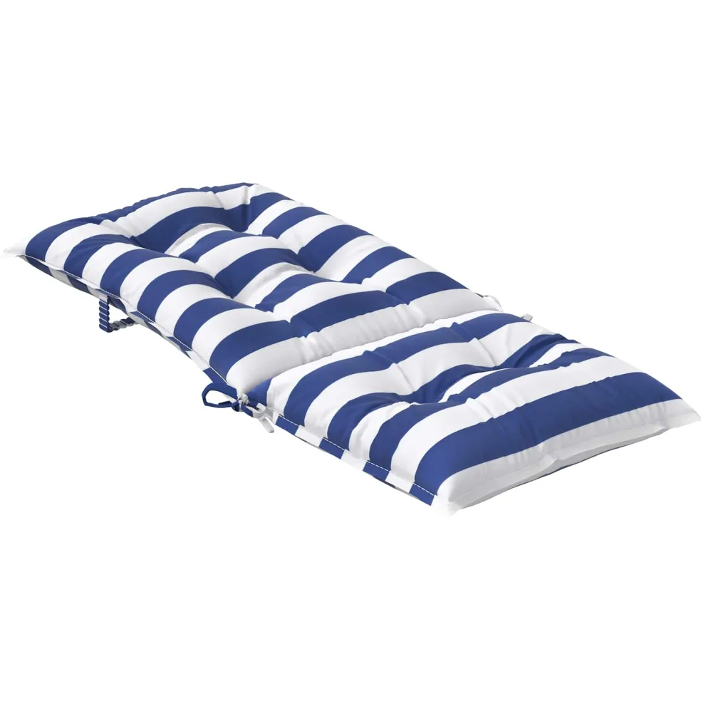 vidaXL Buiten Kussen 2 st Stof Blauw en Wit 120 x 50 x 7 cm