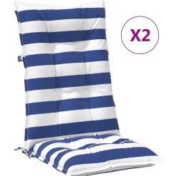 vidaXL Buiten Kussen 2 st Stof Blauw en Wit 120 x 50 x 7 cm