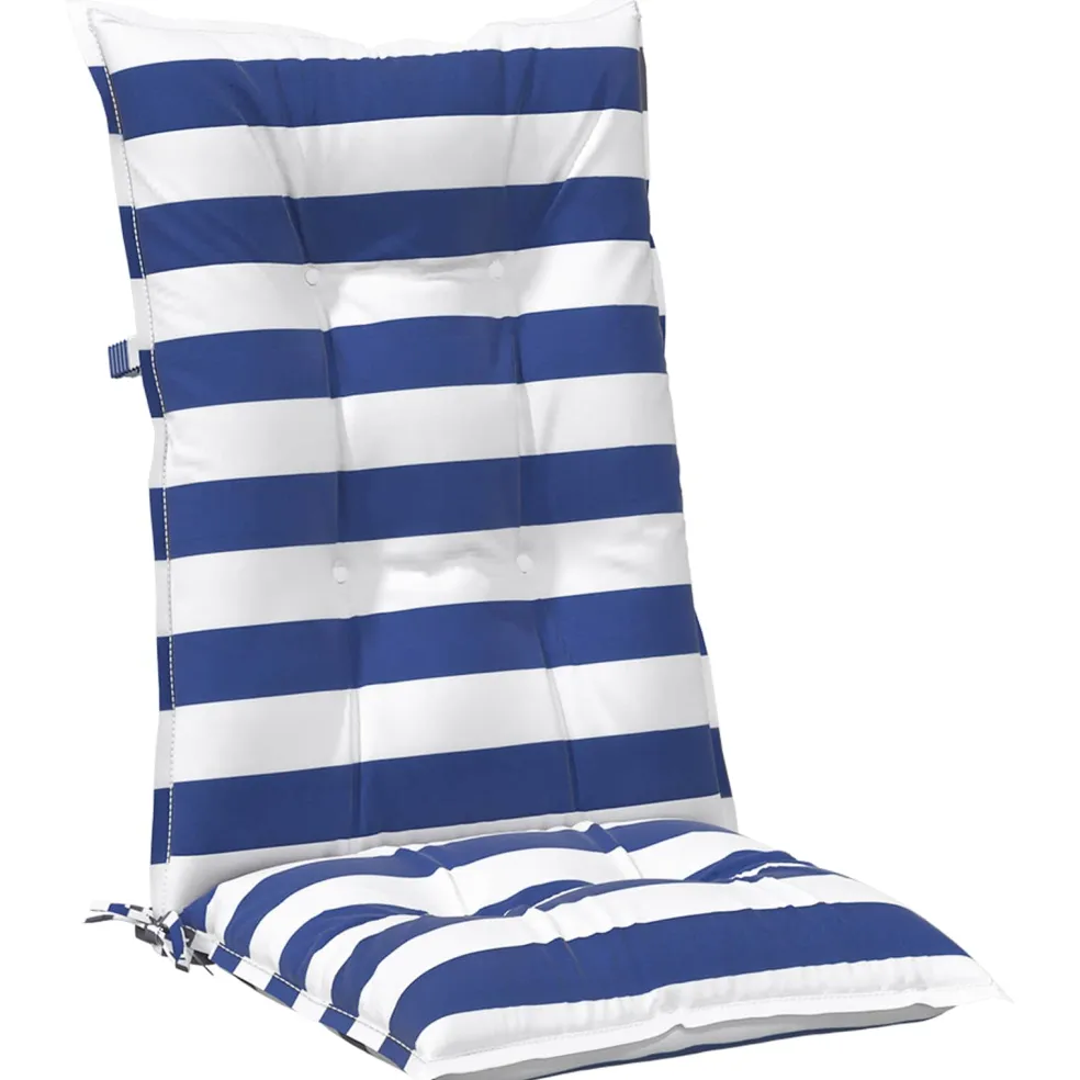 vidaXL Buiten Kussen 2 st Stof Blauw en Wit 120 x 50 x 7 cm