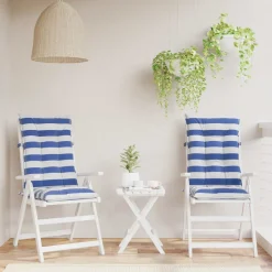 vidaXL Buiten Kussen 2 st Stof Blauw en Wit 120 x 50 x 7 cm