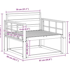 vidaXL Buiten Midden Sofa Massief Acaciahout Wit