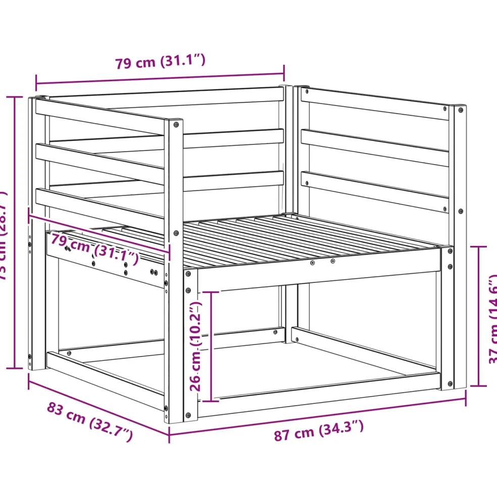 vidaXL Buiten Midden Sofa Massief Acaciahout Wit