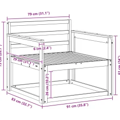 vidaXL Buiten Midden Sofa Massief Acaciahout Wit