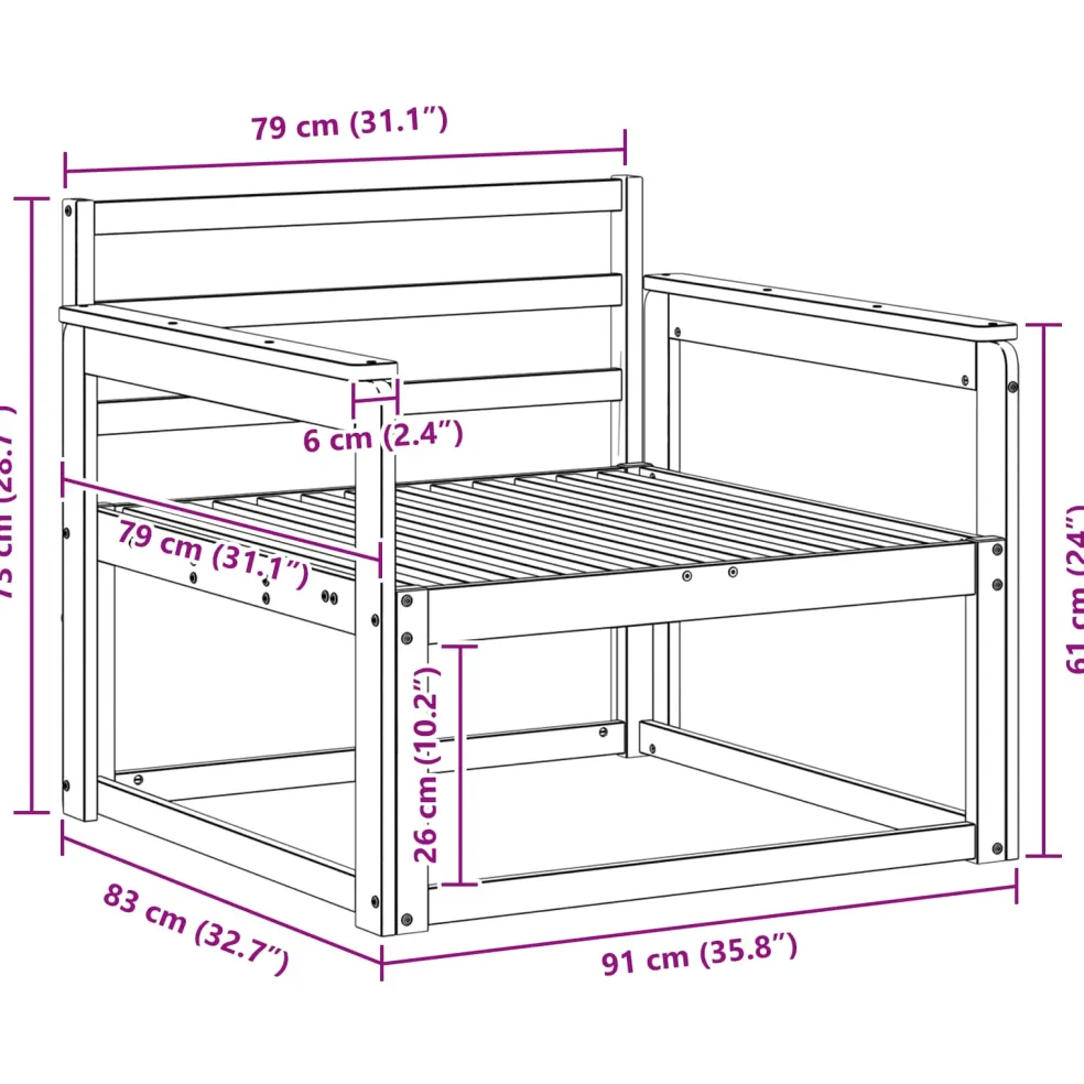 vidaXL Buiten Midden Sofa Massief Acaciahout Wit
