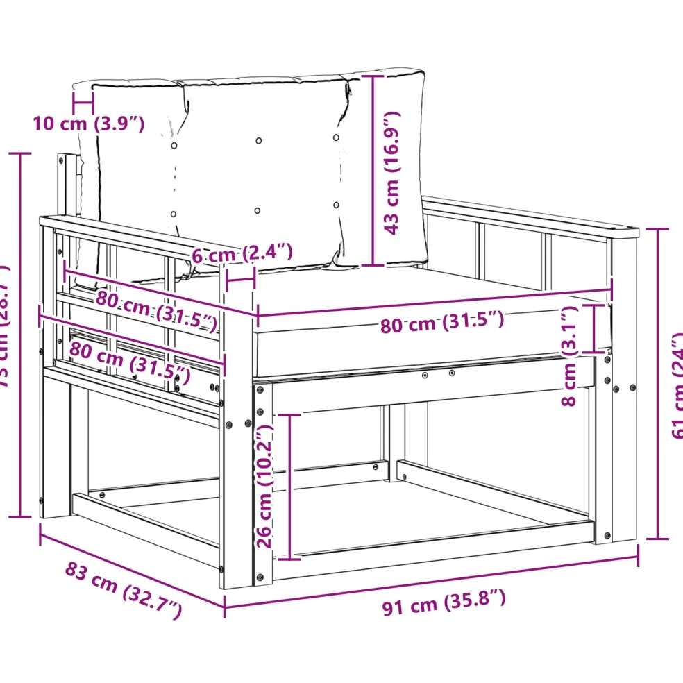 vidaXL Buiten Midden Sofa Naturel