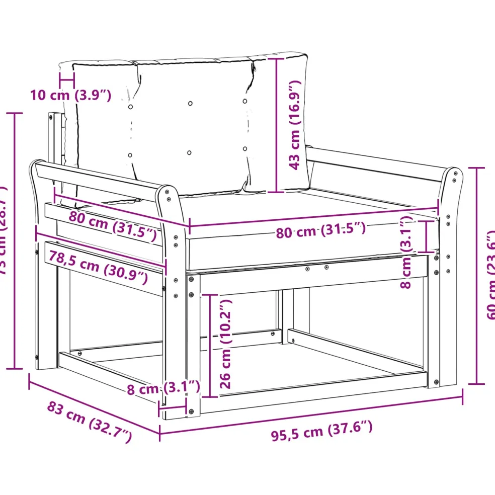 vidaXL Buiten Midden Sofa Polyester Wit