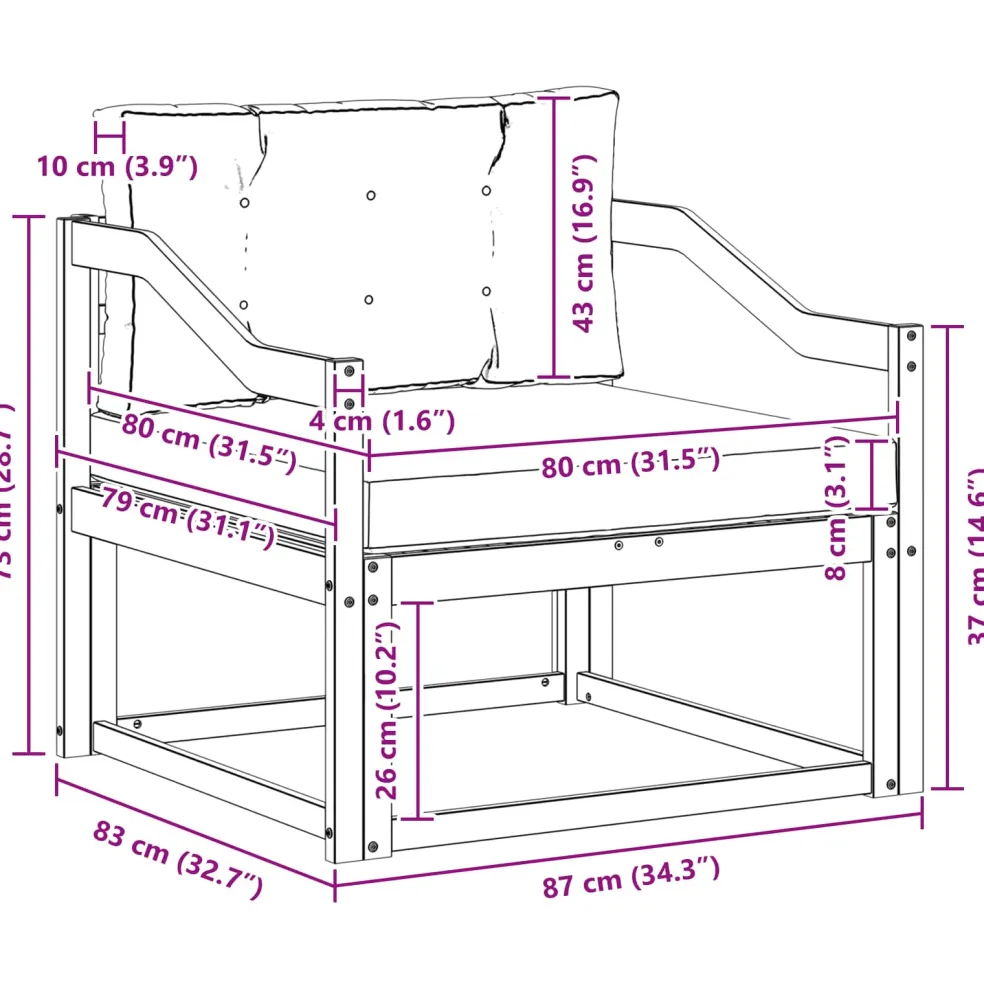 vidaXL Buiten Midden Sofa Polyester Wit
