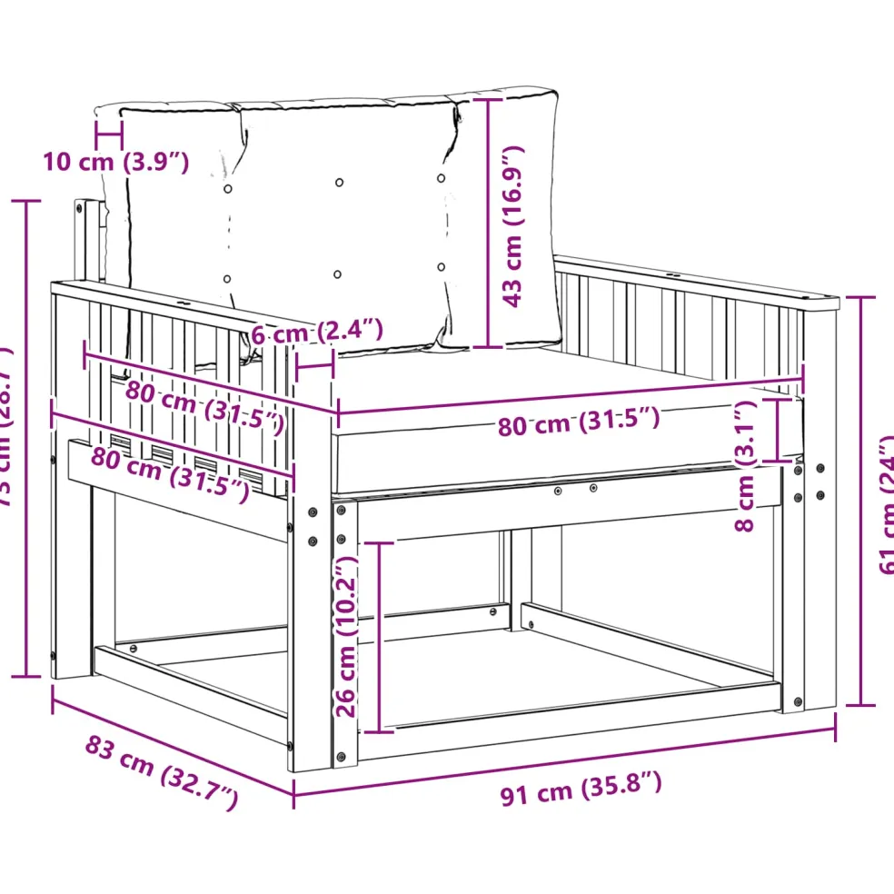 vidaXL Buiten Midden Sofa Polyester Wit