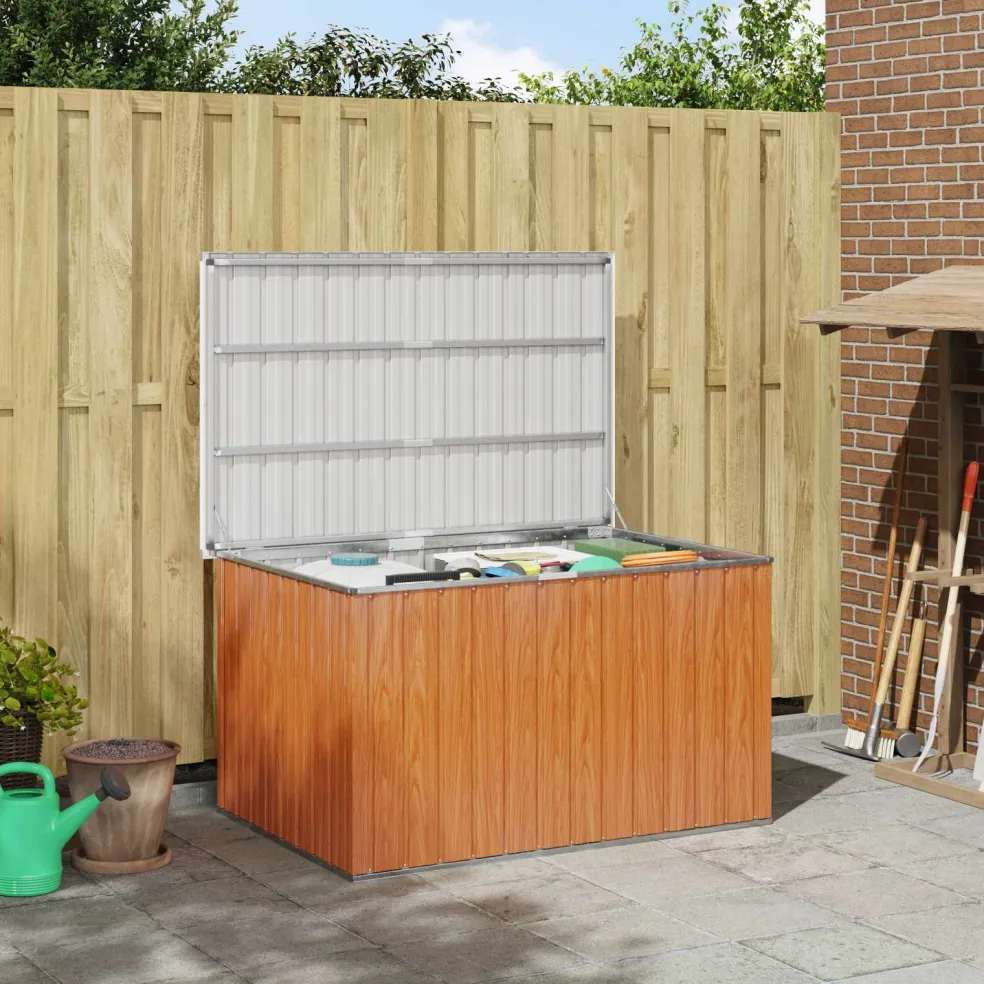 vidaXL Buitenopslagdoos Gegalvaniseerd staal 150 x 101 x 91 cm Hout