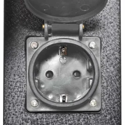 vidaXL Buitenstopcontact op zuil met lamp (zwart)