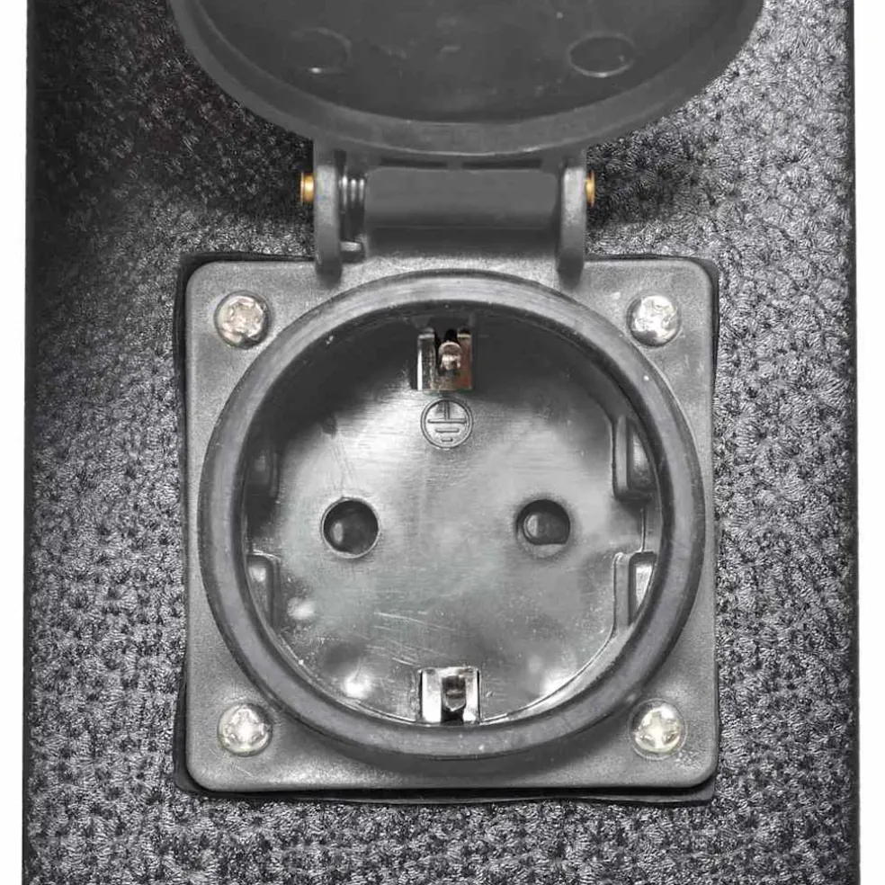 vidaXL Buitenstopcontact op zuil met lamp (zwart)