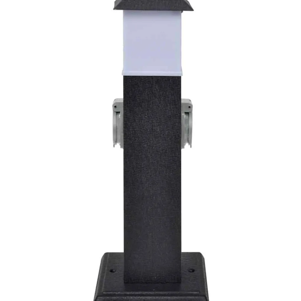 vidaXL Buitenstopcontact op zuil met lamp (zwart)