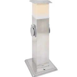 vidaXL Buitenstopcontact op zuil met lamp (roestvrij staal)