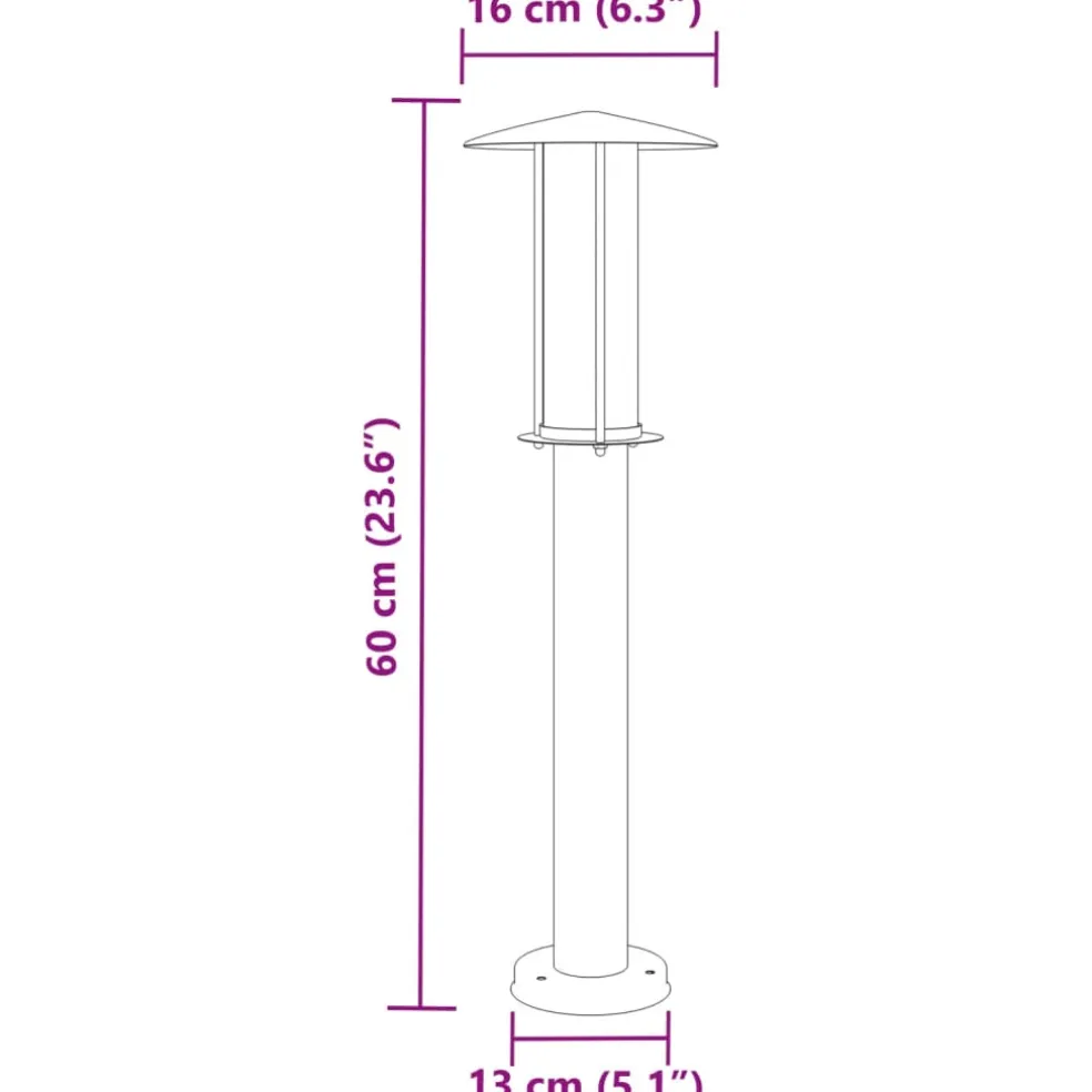 vidaXL Buitenvloerlamp 60 cm roestvrijstaal zilverkleurig